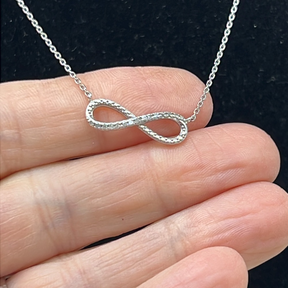 ⭐️Sterling silver cubic zirconia infinity sign 18” necklace - Picture 2 of 7